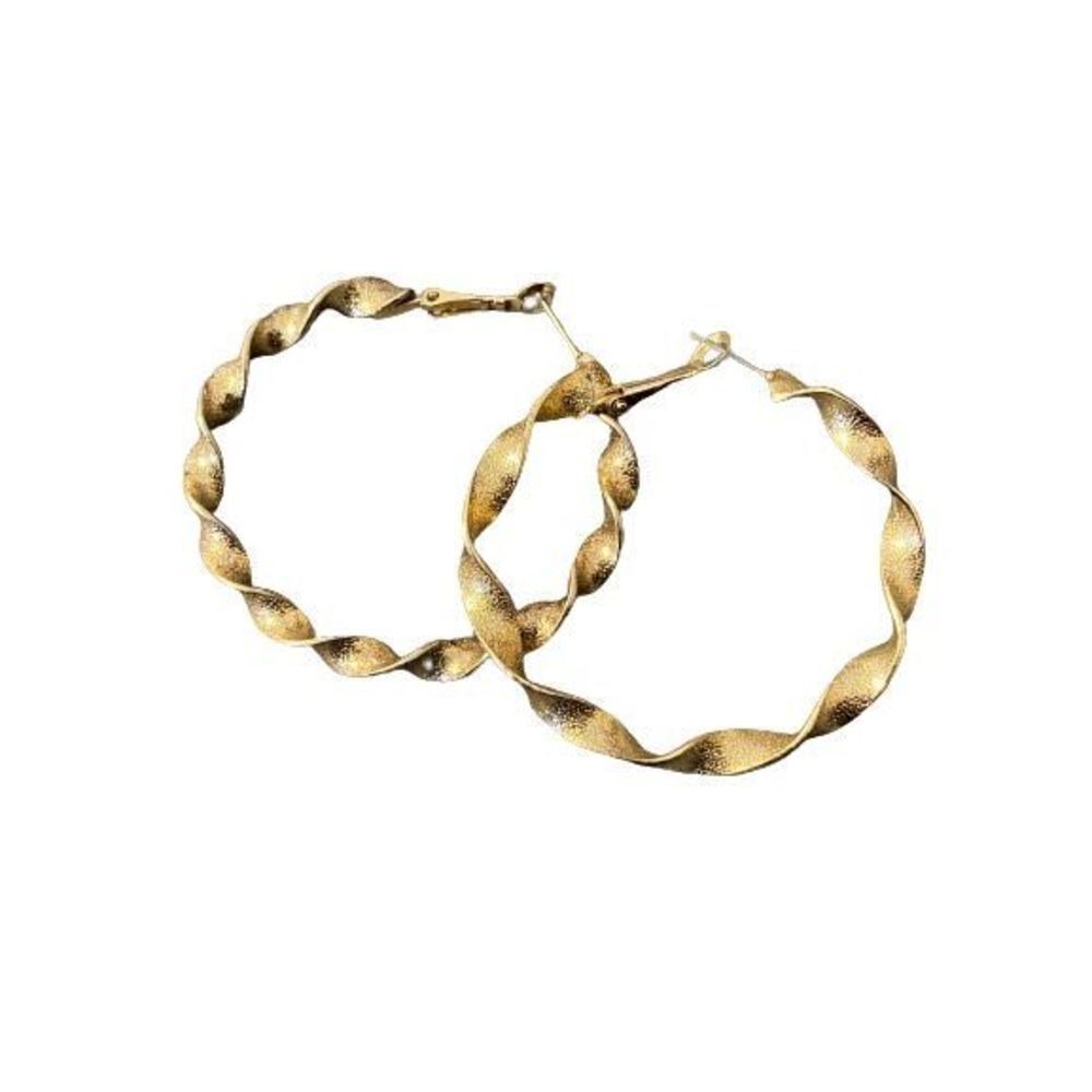 Fun Gold Tone 2” Twisted Metal Hoop Earrings